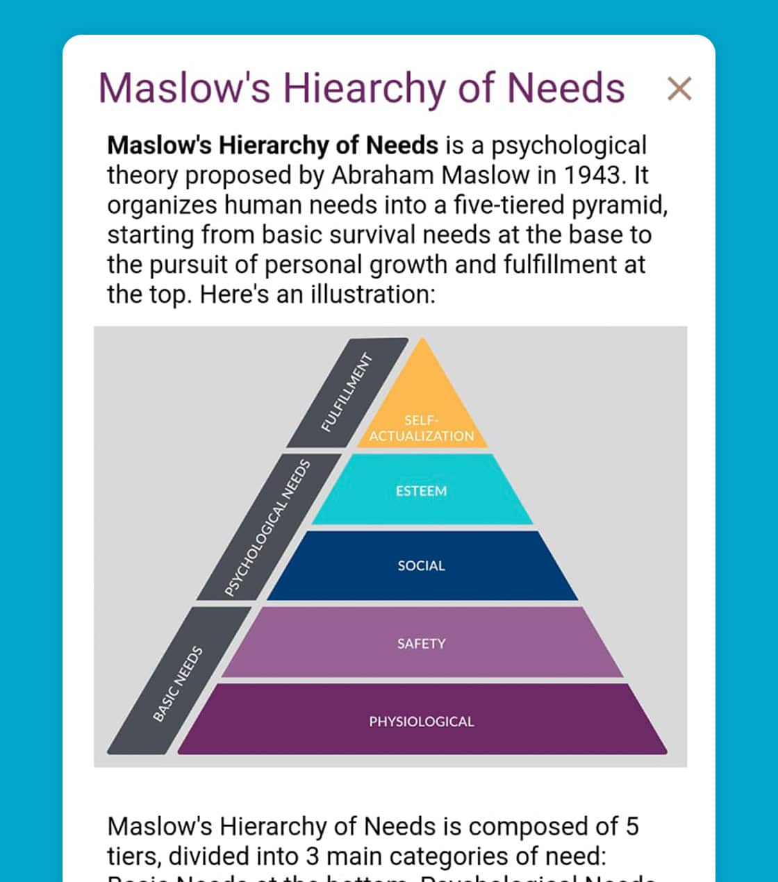 Maslow's Hierarchy of Needs featured image infosheet