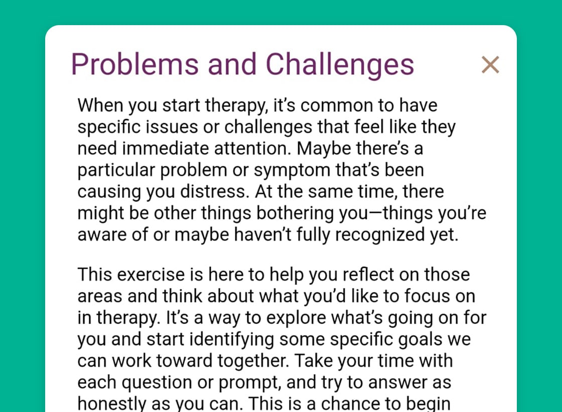 Have clients and patients list their therapy goals - mobile app featured image